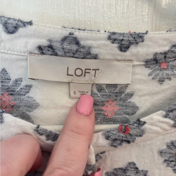 LOFT Floral White and Blue Daisy Maxi Dress Women’s Size 6 Cottagecore - Picture 6 of 12